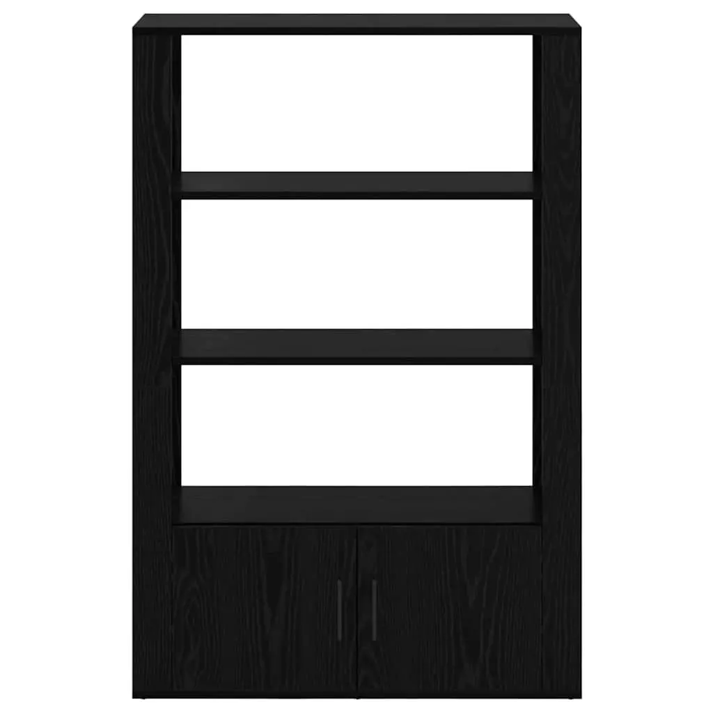 Black Sideboard Storage Cabinet Buffet with Adjustable Shelves Flush Doors