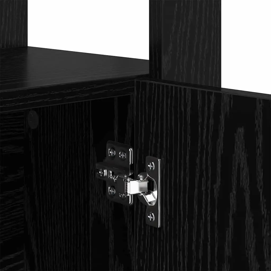 Black Sideboard Storage Cabinet Buffet with Adjustable Shelves Flush Doors