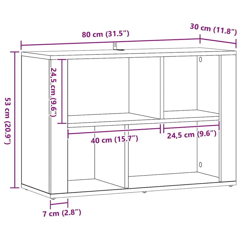 Sideboard Black Oak 80 x 30 x 53 cm Engineered Wood Storage Cabinet Living Room