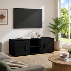 Rustic Modern Black TV Cabinet for Cozy Living Rooms