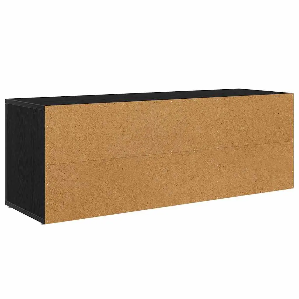 TV Cabinet Black Engineered Wood Living Room Storage Unit Rustic Modern Design