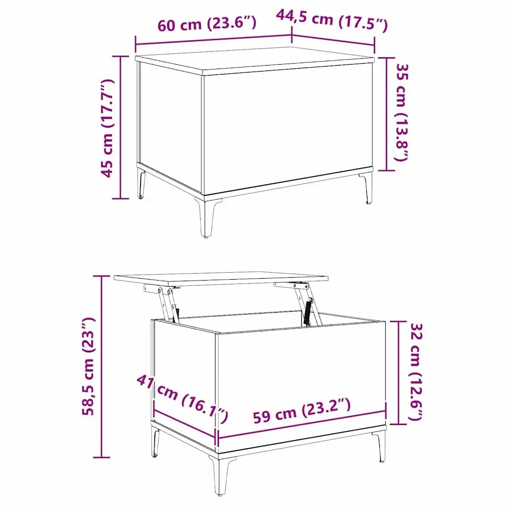 Coffee Table Black Oak Modern Living Room Accent Furniture Engineered Wood