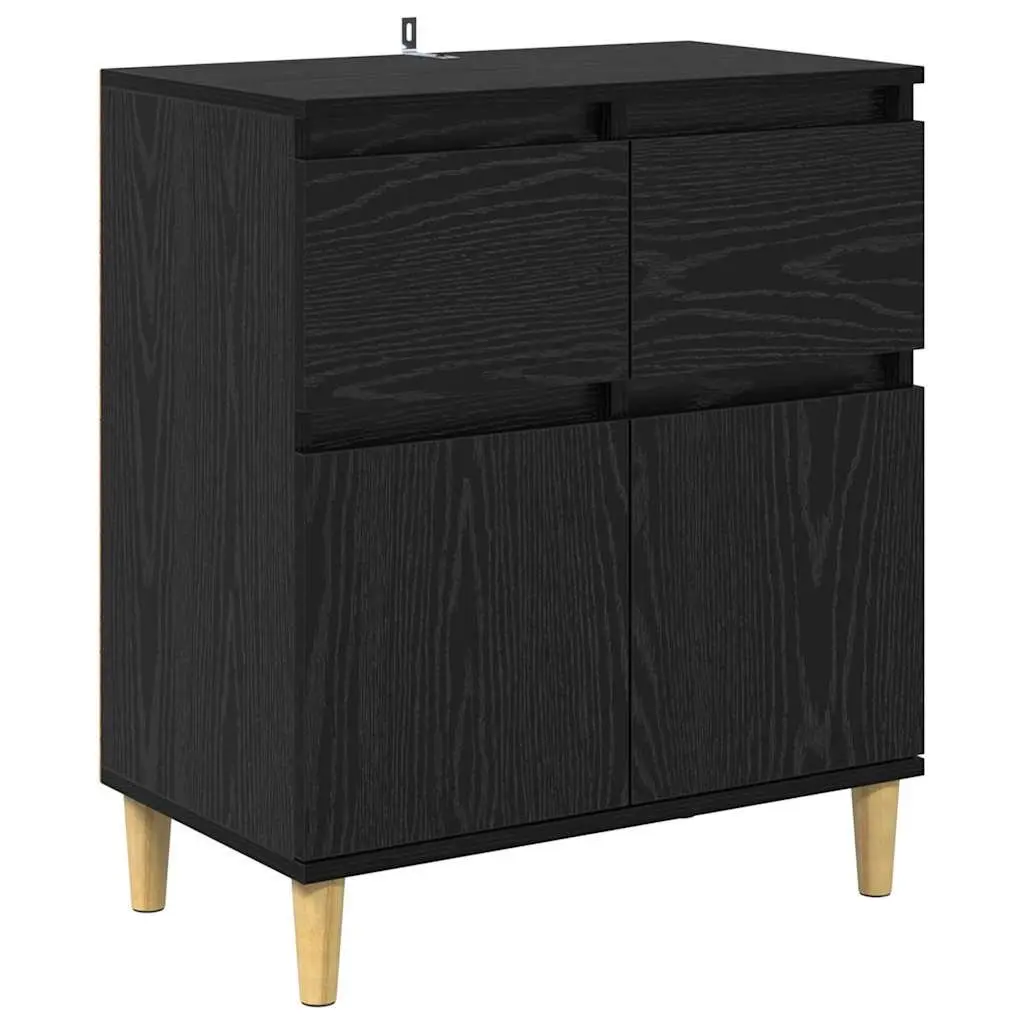 Sideboard Cabinet Black Oak 60x35x70cm Engineered Wood
