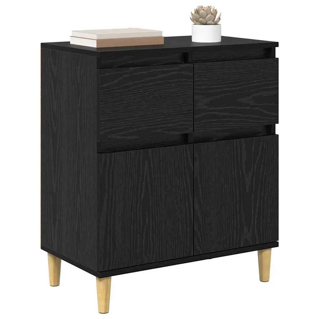 Sideboard Cabinet Black Oak 60x35x70cm Engineered Wood