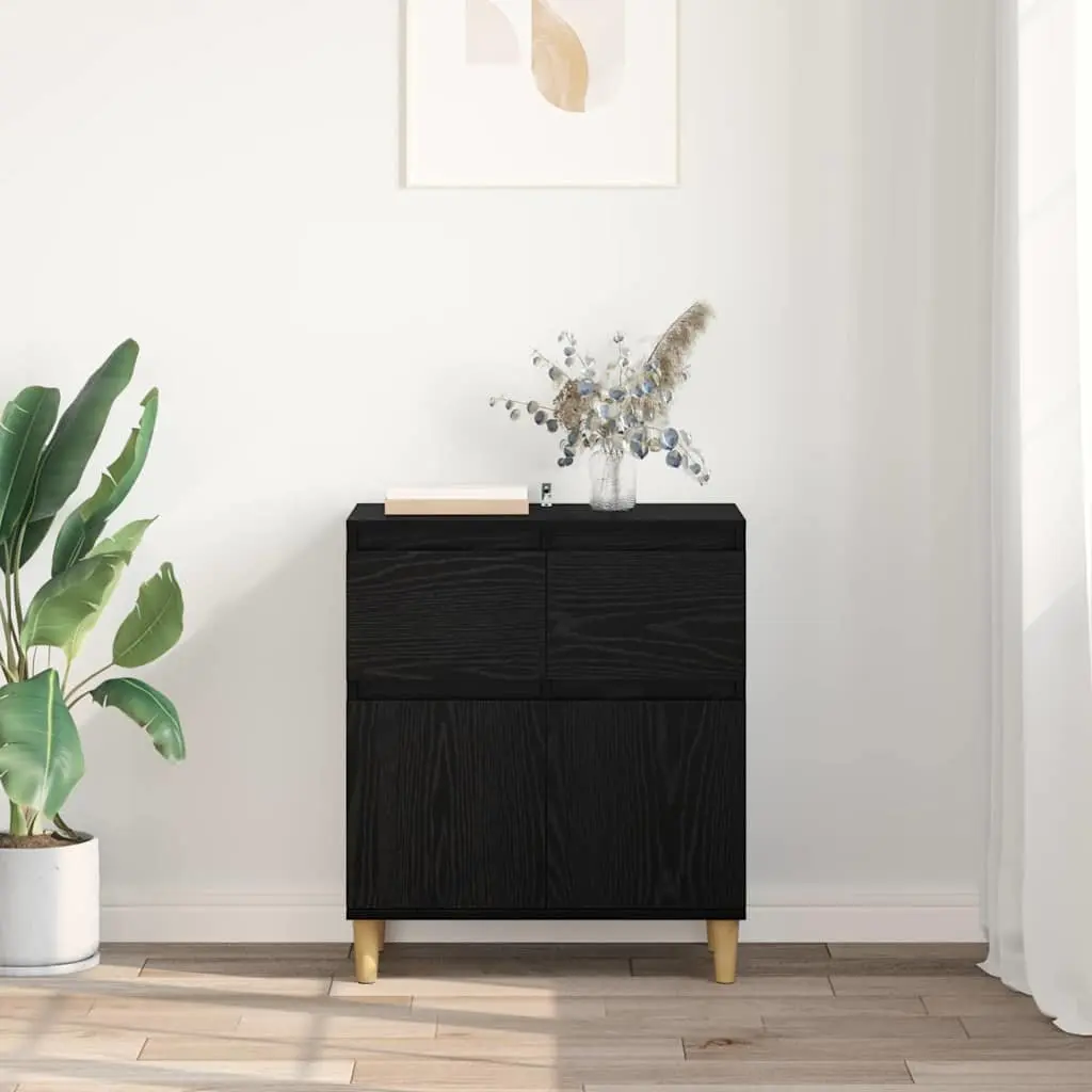 Sideboard Cabinet Black Oak 60x35x70cm Engineered Wood