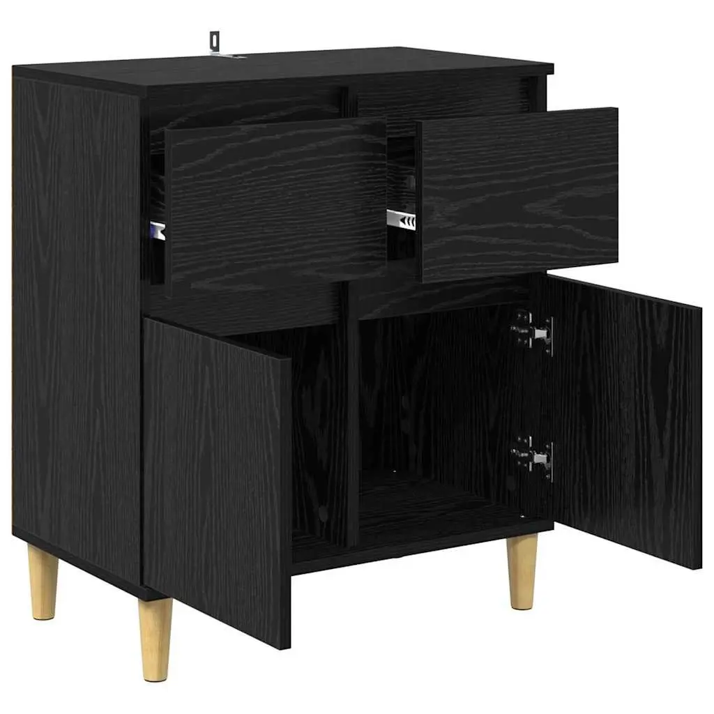 Sideboard Cabinet Black Oak 60x35x70cm Engineered Wood