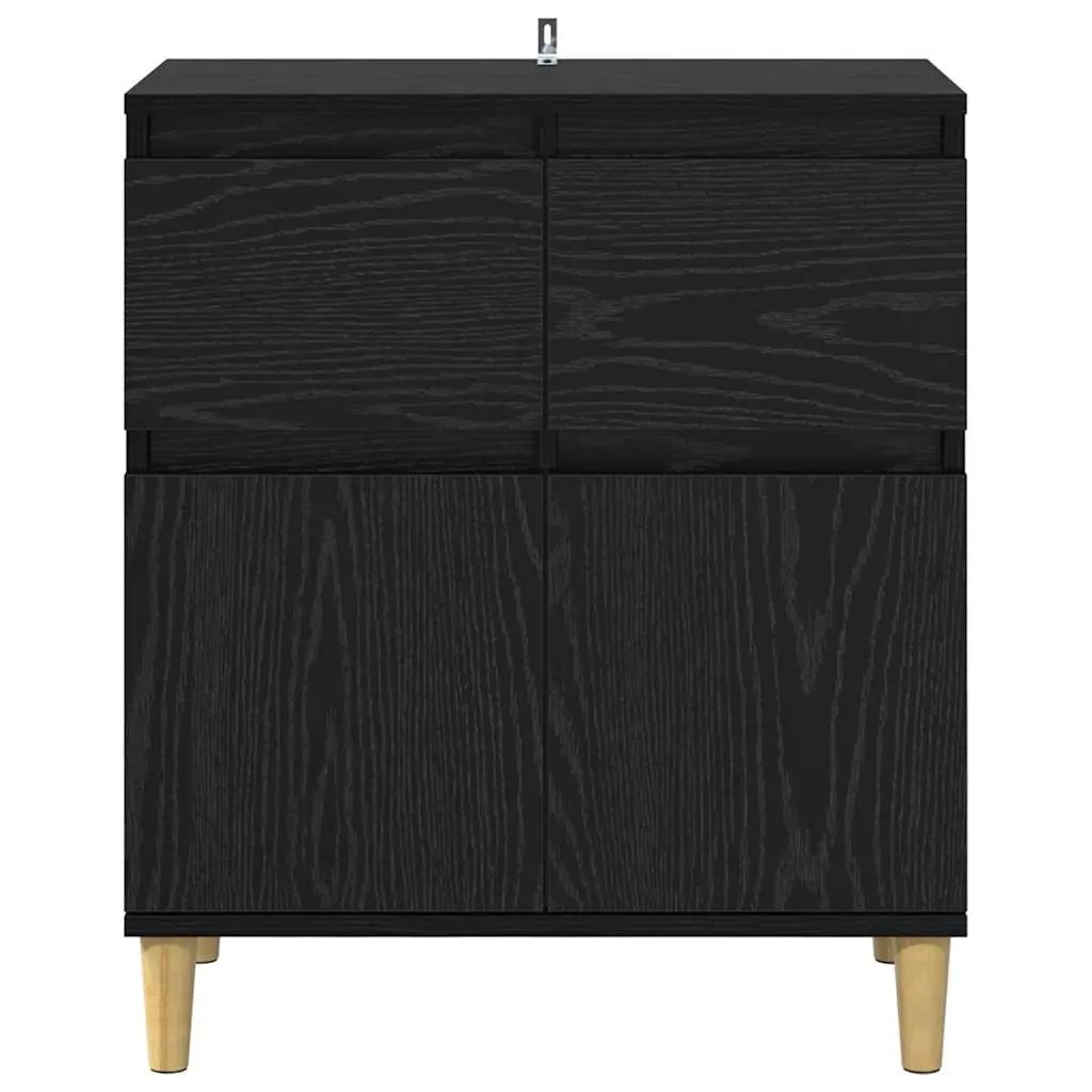 Sideboard Cabinet Black Oak 60x35x70cm Engineered Wood