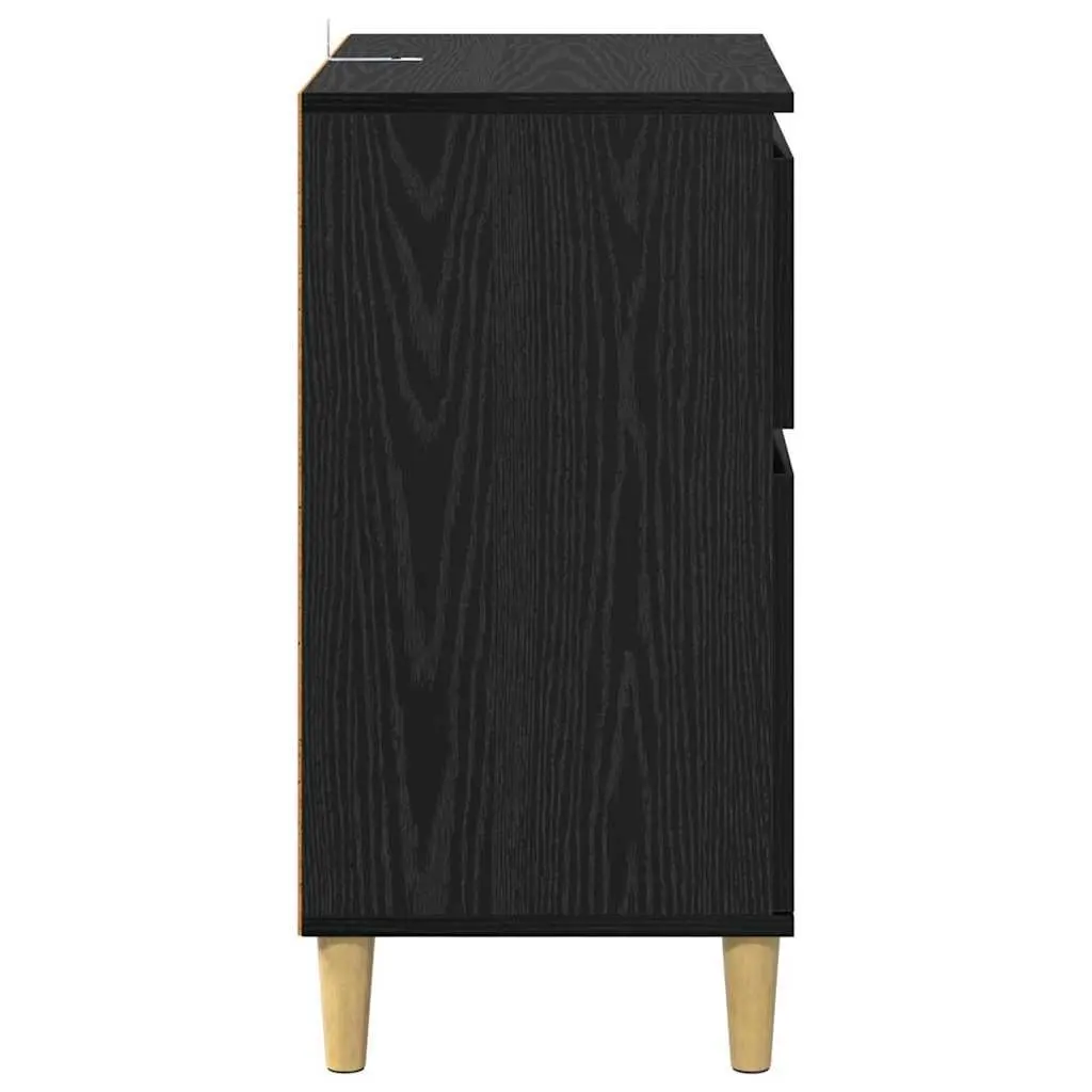 Sideboard Cabinet Black Oak 60x35x70cm Engineered Wood