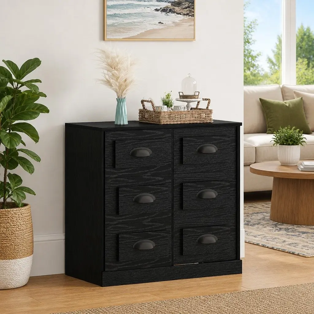 Black Oak Sideboard 70cm Storage Cabinet for Living Areas