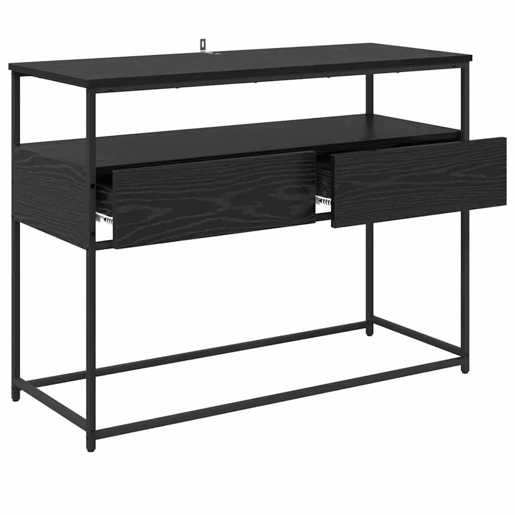 Console Table Black Engineered Wood Hallway Entryway Storage Shelves Modern