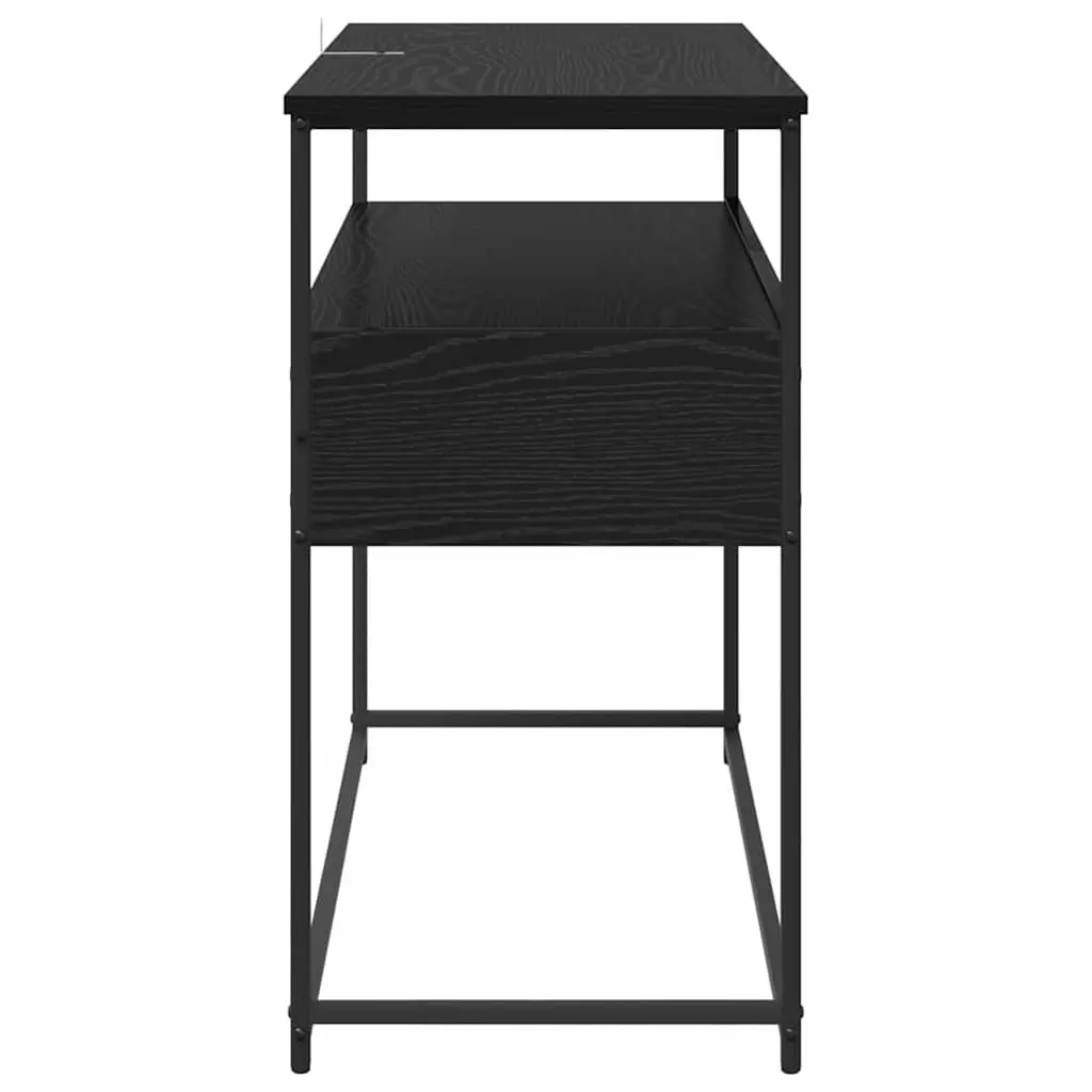 Console Table Black Engineered Wood Hallway Entryway Storage Shelves Modern
