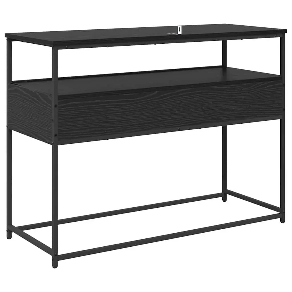 Console Table Black Engineered Wood Hallway Entryway Storage Shelves Modern