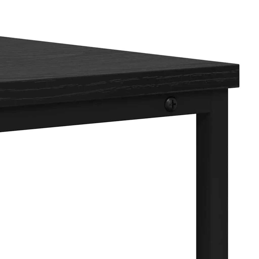 Console Table Black Engineered Wood Hallway Entryway Storage Shelves Modern