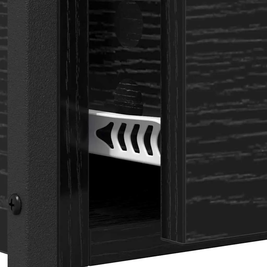 Console Table Black Engineered Wood Hallway Entryway Storage Shelves Modern