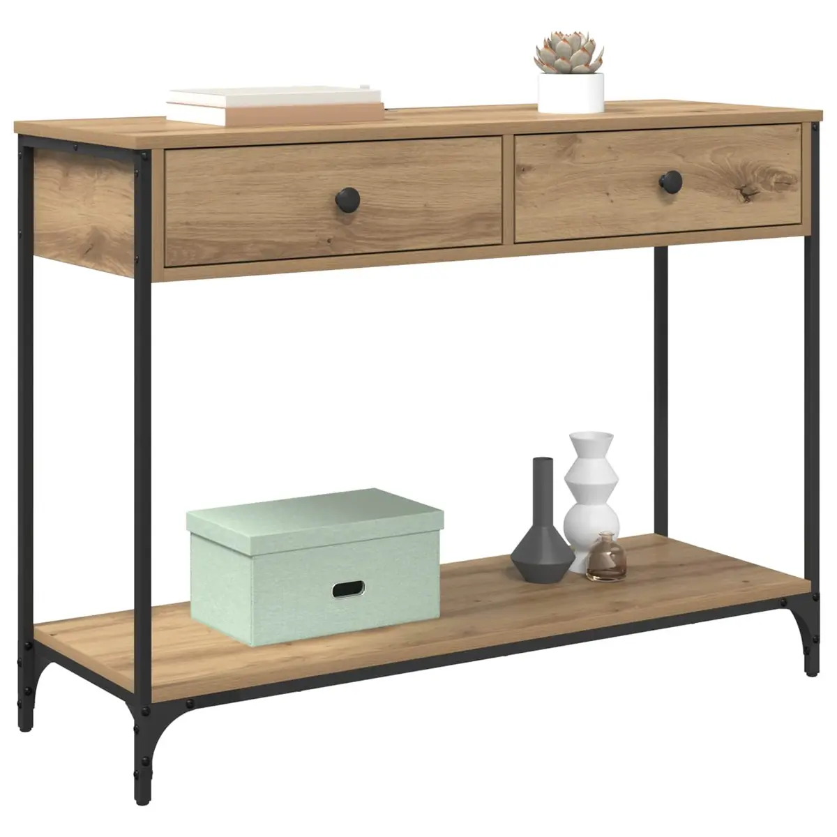 Brown Industrial Style Console Table for Living Space