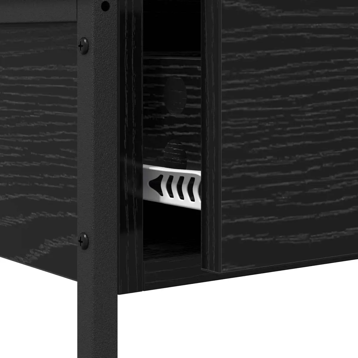 Black Oak Console Table with Storage Shelves