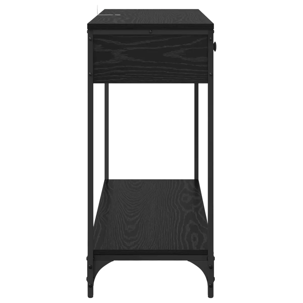 Black Oak Console Table with Storage Shelves
