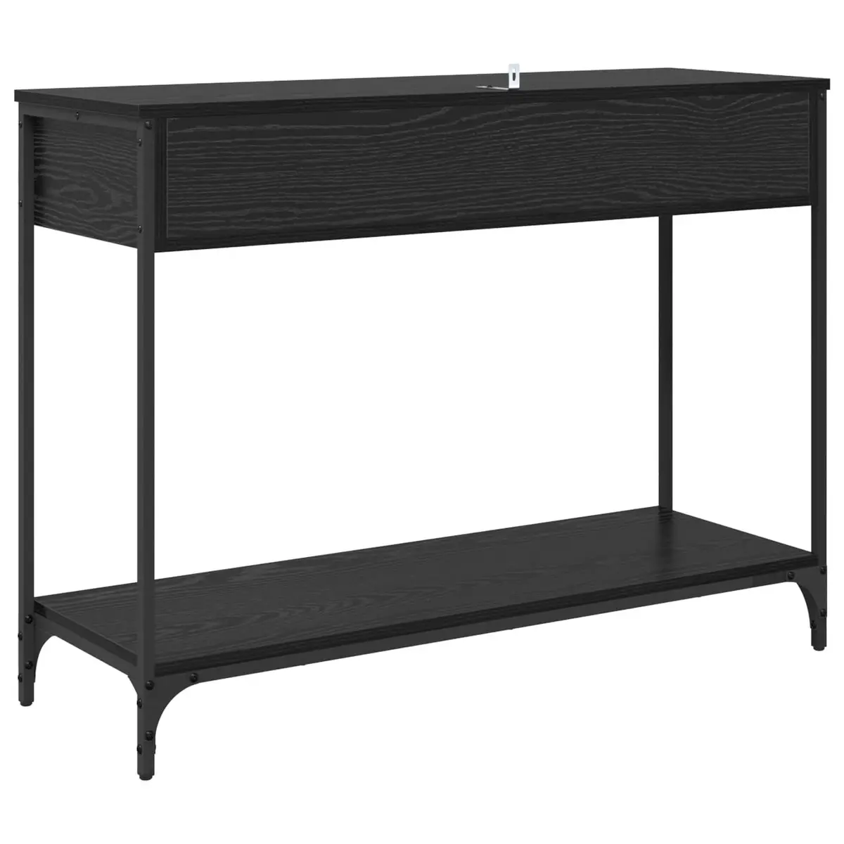 Black Oak Console Table with Storage Shelves