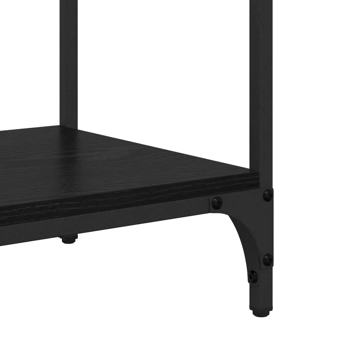 Black Oak Console Table with Storage Shelves