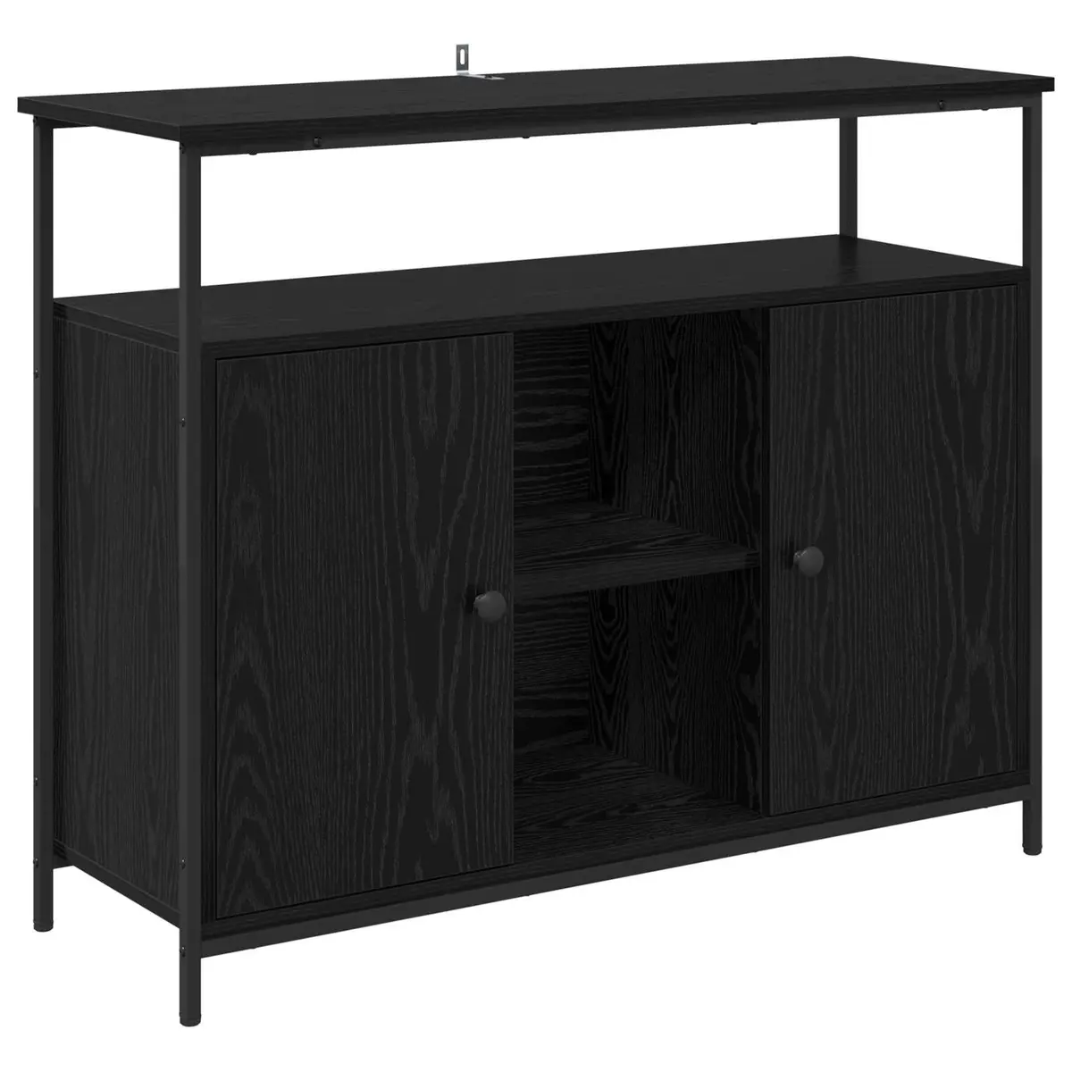 Sideboard Black Oak 100x35x80cm Modern Engineered Wood Storage Cabinet Buffet