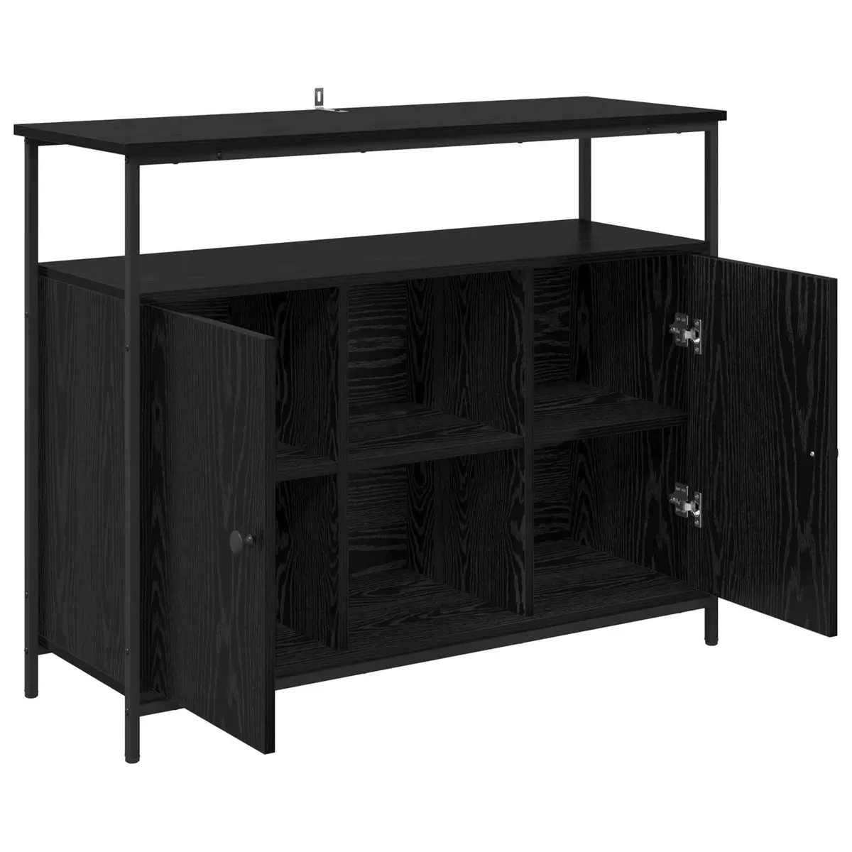 Sideboard Black Oak 100x35x80cm Modern Engineered Wood Storage Cabinet Buffet