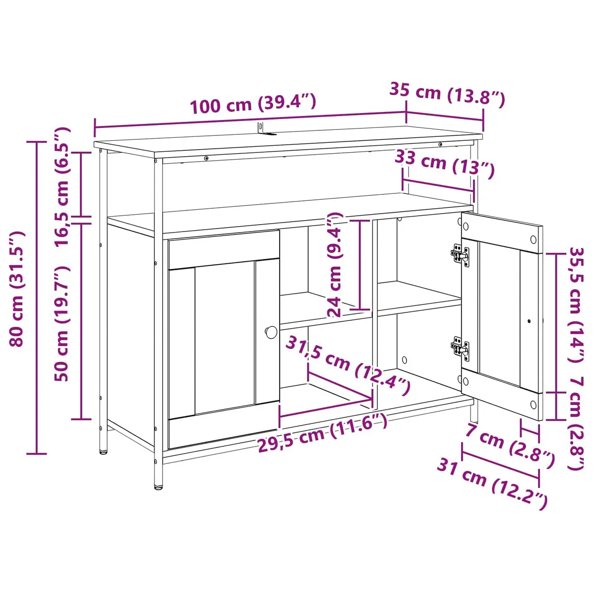 Black Oak Sideboard for Dining and Kitchen