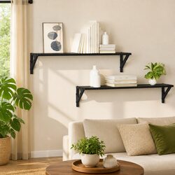 Black Wall Shelves 2 pcs Floating 80 x 15 x 15.5 cm