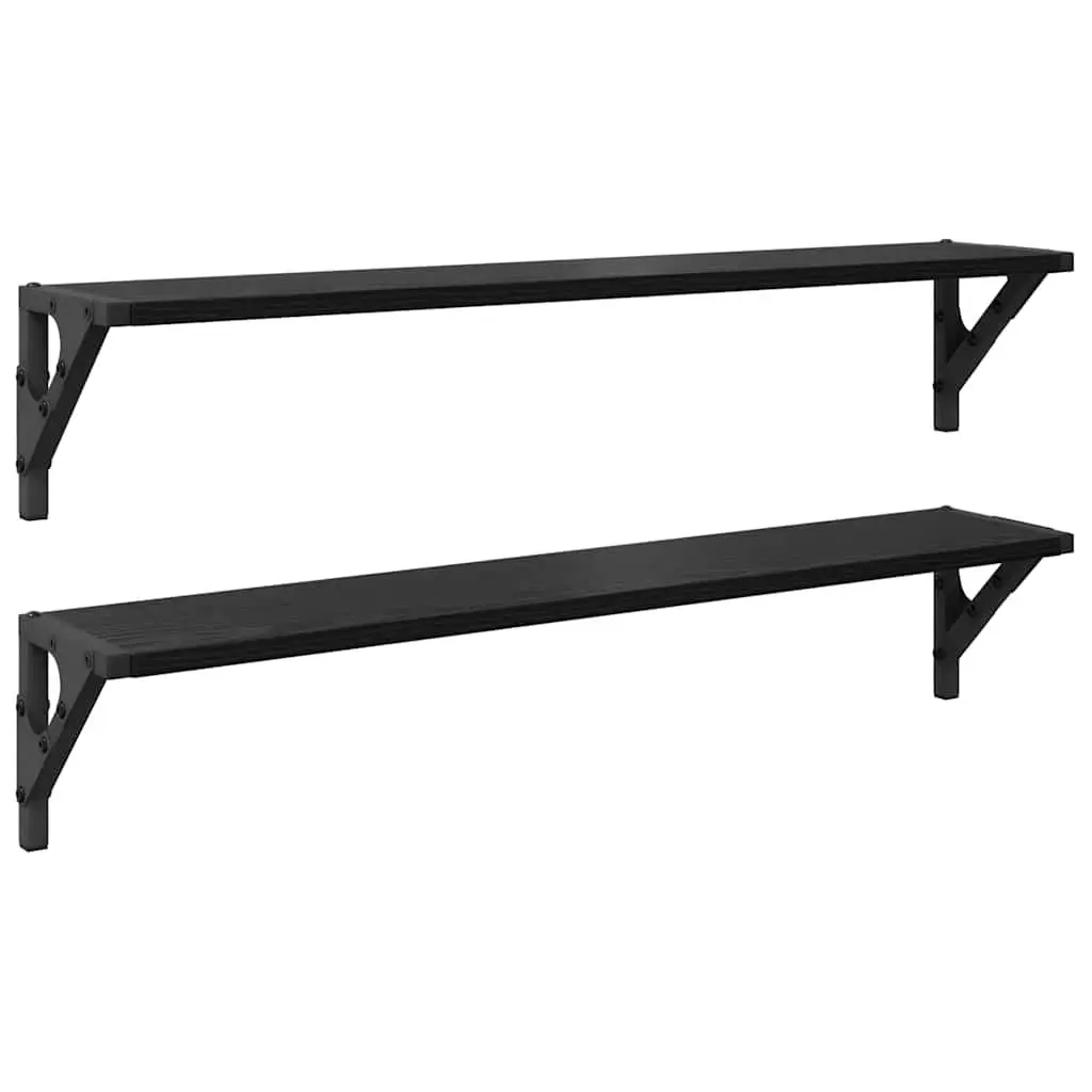 Wall Shelves Black 80 x 15 x 15.5 cm Engineered Wood Floating Shelves 2 Piece