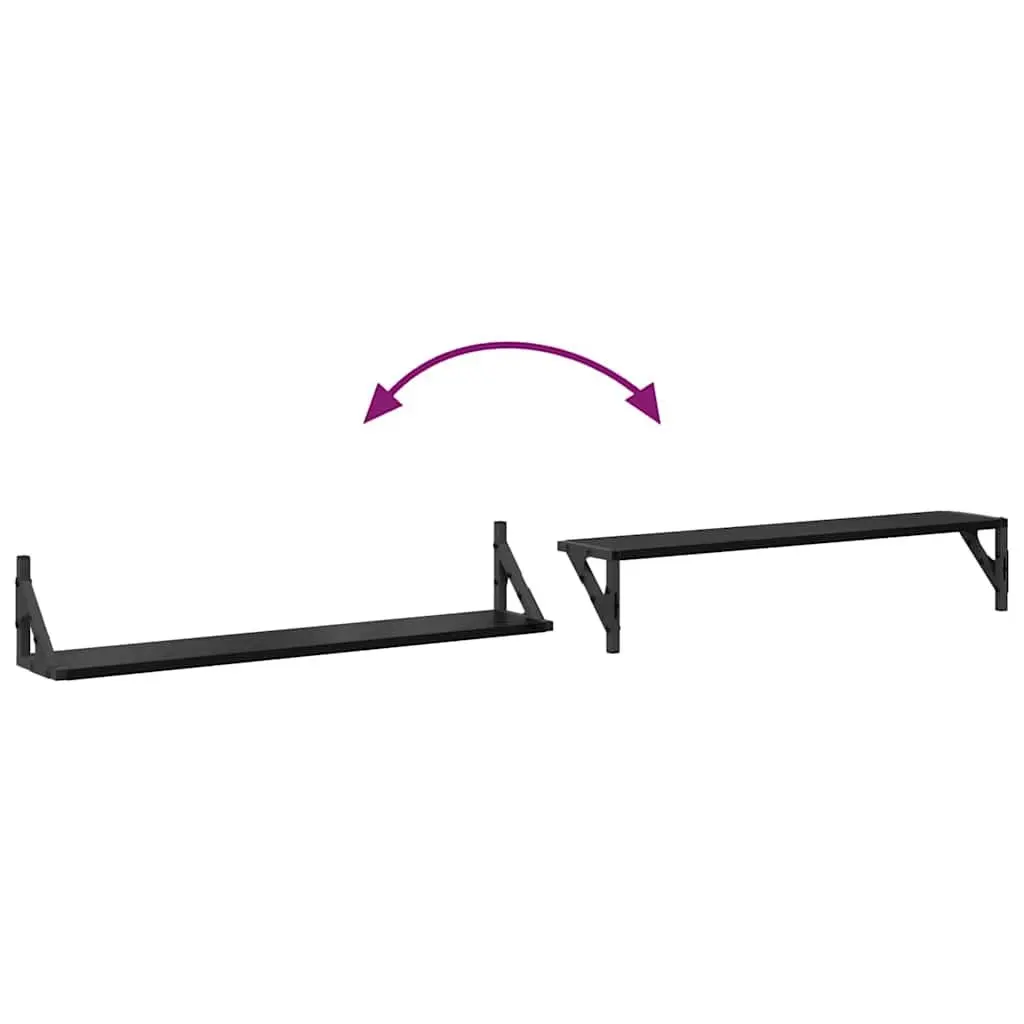 Wall Shelves Black 80 x 15 x 15.5 cm Engineered Wood Floating Shelves 2 Piece