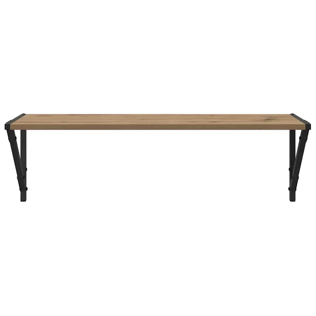 Wall-Mounted Floating Shelves Rectangular Brown Engineered Wood Minimalist 2 Piece Set