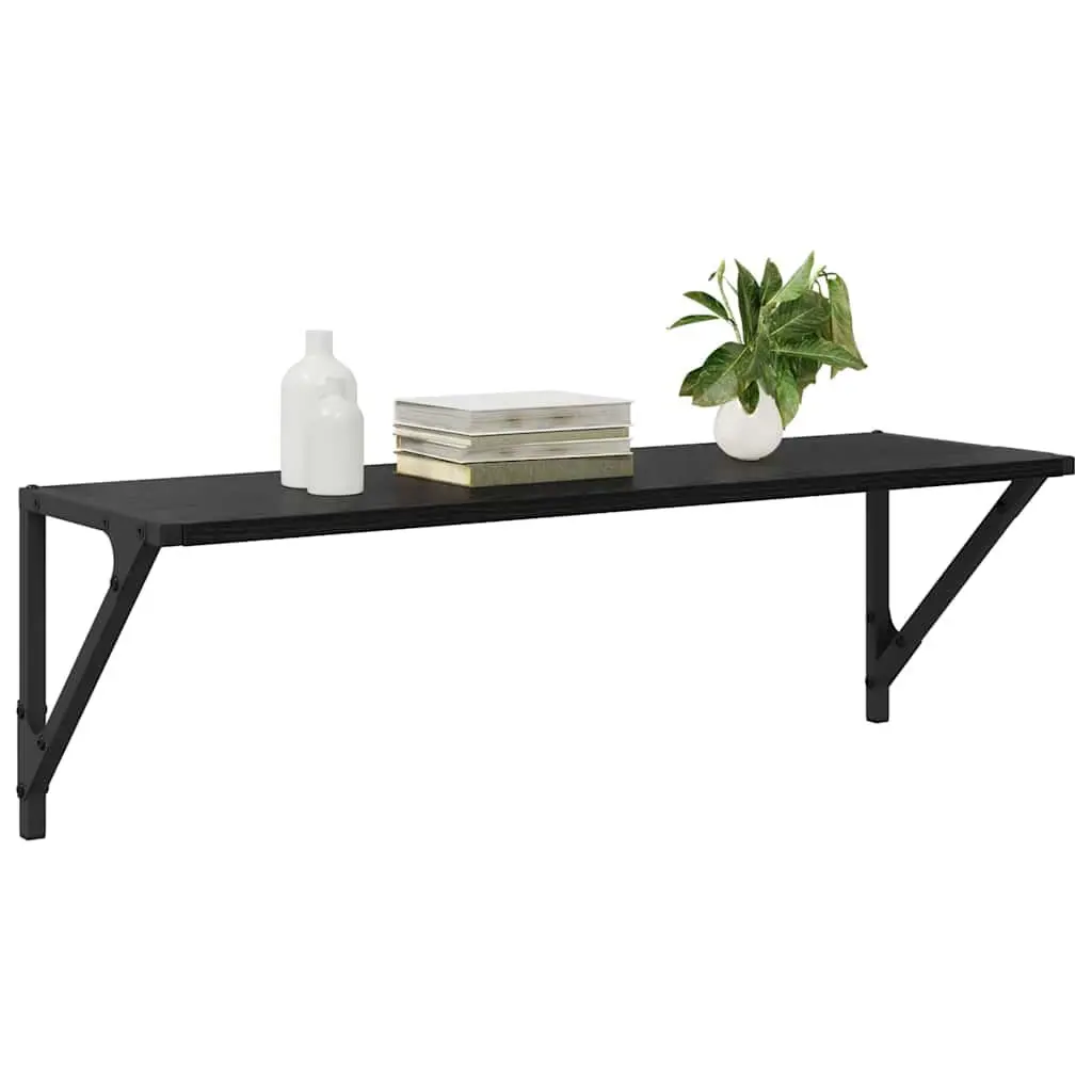 Wall Shelves Black 80 x 25 x 25.5 cm Engineered Wood Modern Floating 2 Piece