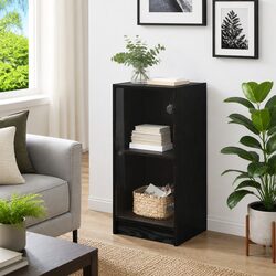 Elegant Black Sideboard with Glass Doors for Modern Living