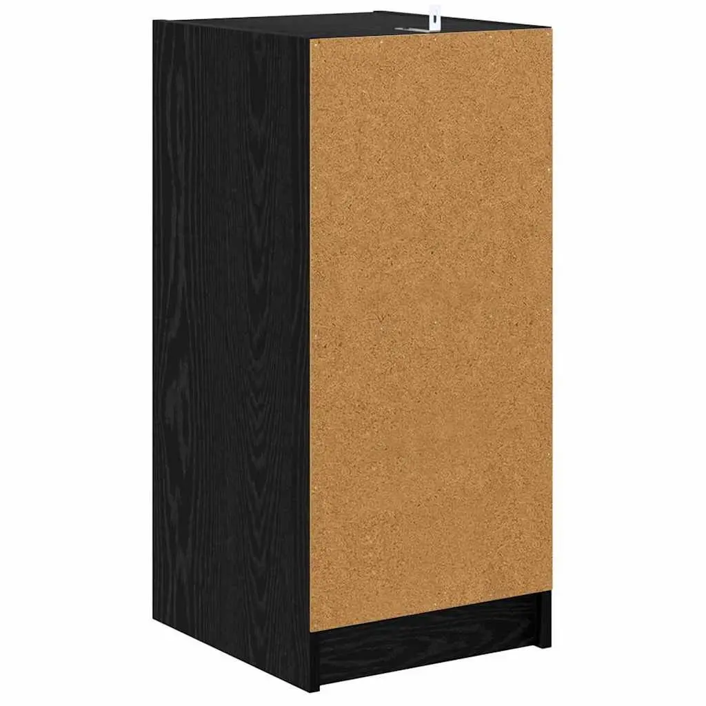 Black Sideboard with Glass Doors Modern Storage Cabinet Engineered Wood Buffet