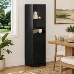 Black Oak Highboard Storage Cabinet for Dining and Kitchen