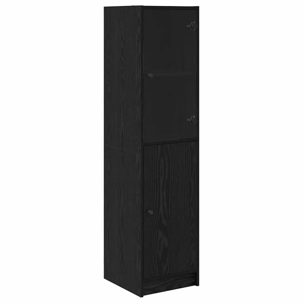 Black Oak Highboard Storage Cabinet Engineered Wood 35 x 37 x 142 cm