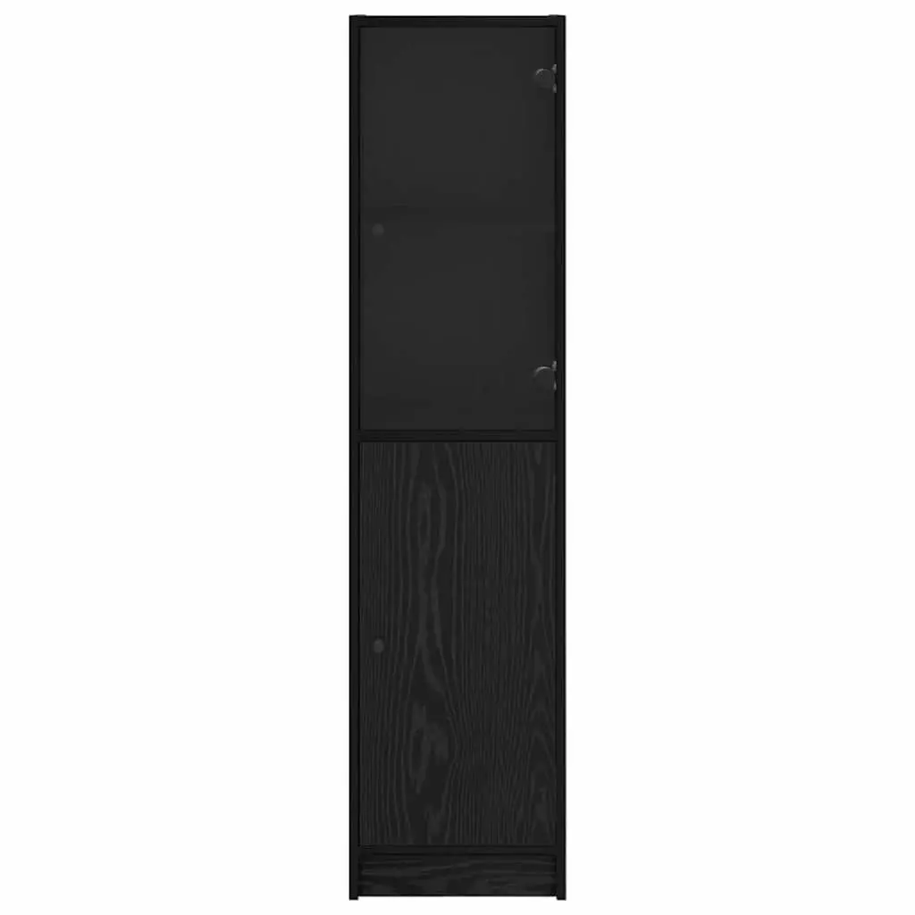 Black Oak Highboard Storage Cabinet Engineered Wood 35 x 37 x 142 cm