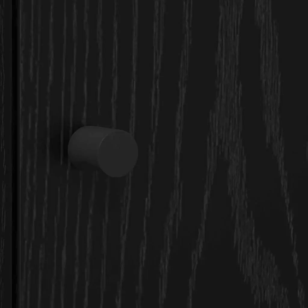 Black Oak Highboard Storage Cabinet Engineered Wood 35 x 37 x 142 cm