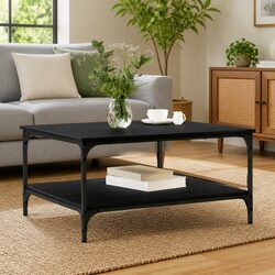 Black Industrial Coffee Table for Living Rooms