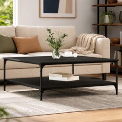 Black Oak Industrial Coffee Table for Cozy Living Rooms