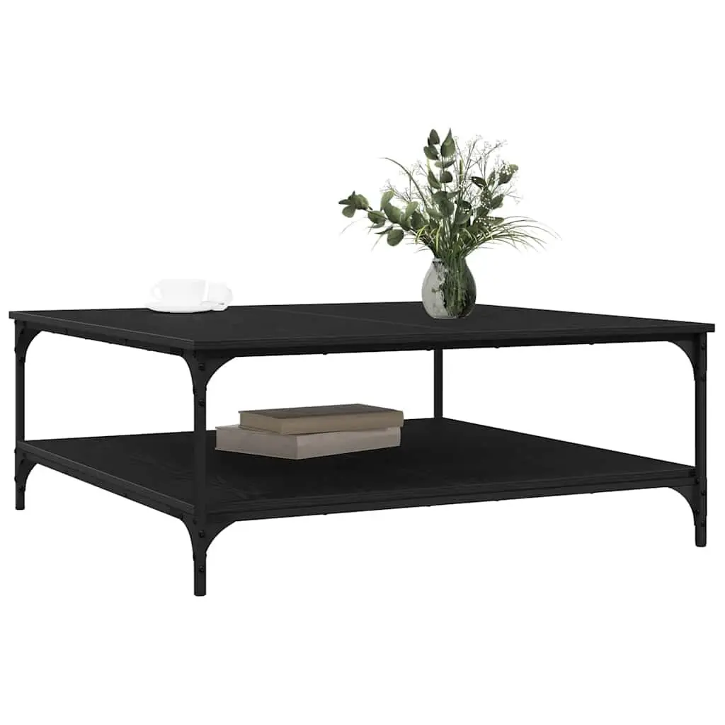 Industrial Coffee Table Black 100x100x40cm Engineered Wood and Metal