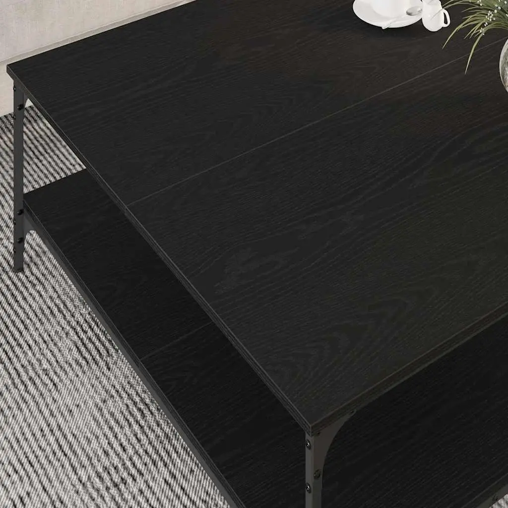 Industrial Coffee Table Black 100x100x40cm Engineered Wood and Metal