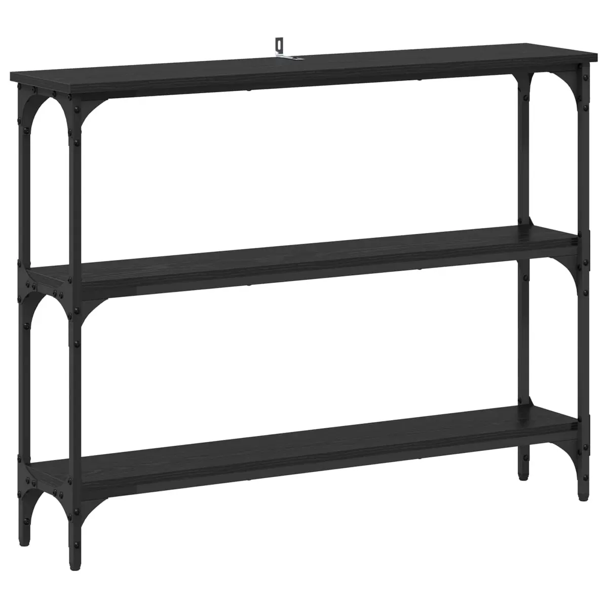 Console Table Black Oak Engineered Wood Industrial Style with Storage Shelves