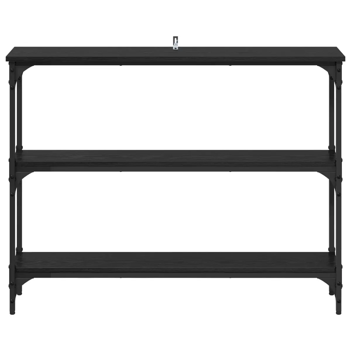 Console Table Black Oak Engineered Wood Industrial Style with Storage Shelves