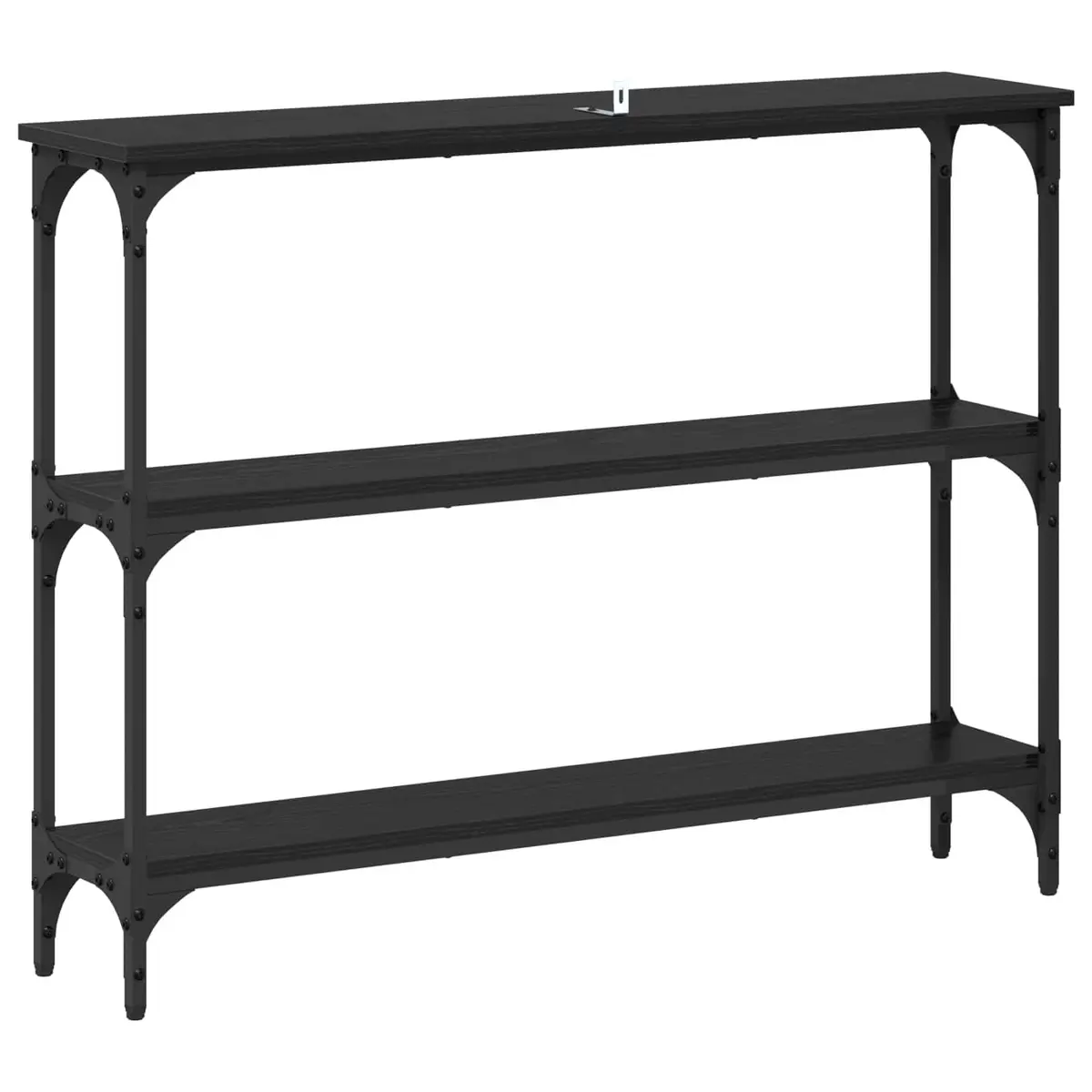 Console Table Black Oak Engineered Wood Industrial Style with Storage Shelves