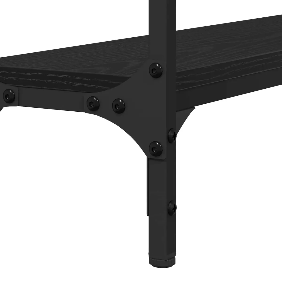 Console Table Black Oak Engineered Wood Industrial Style with Storage Shelves