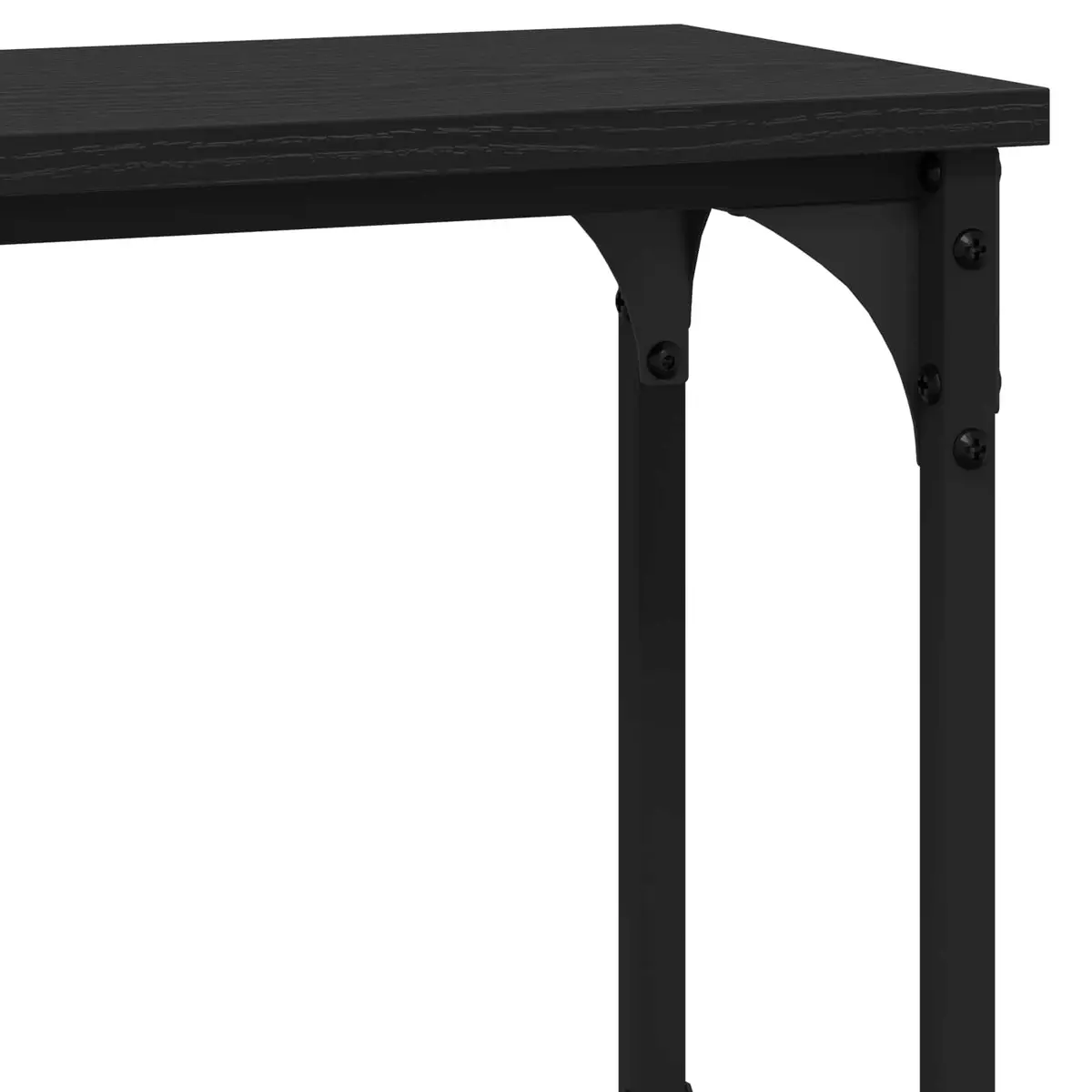 Console Table Black Oak Engineered Wood Industrial Style with Storage Shelves