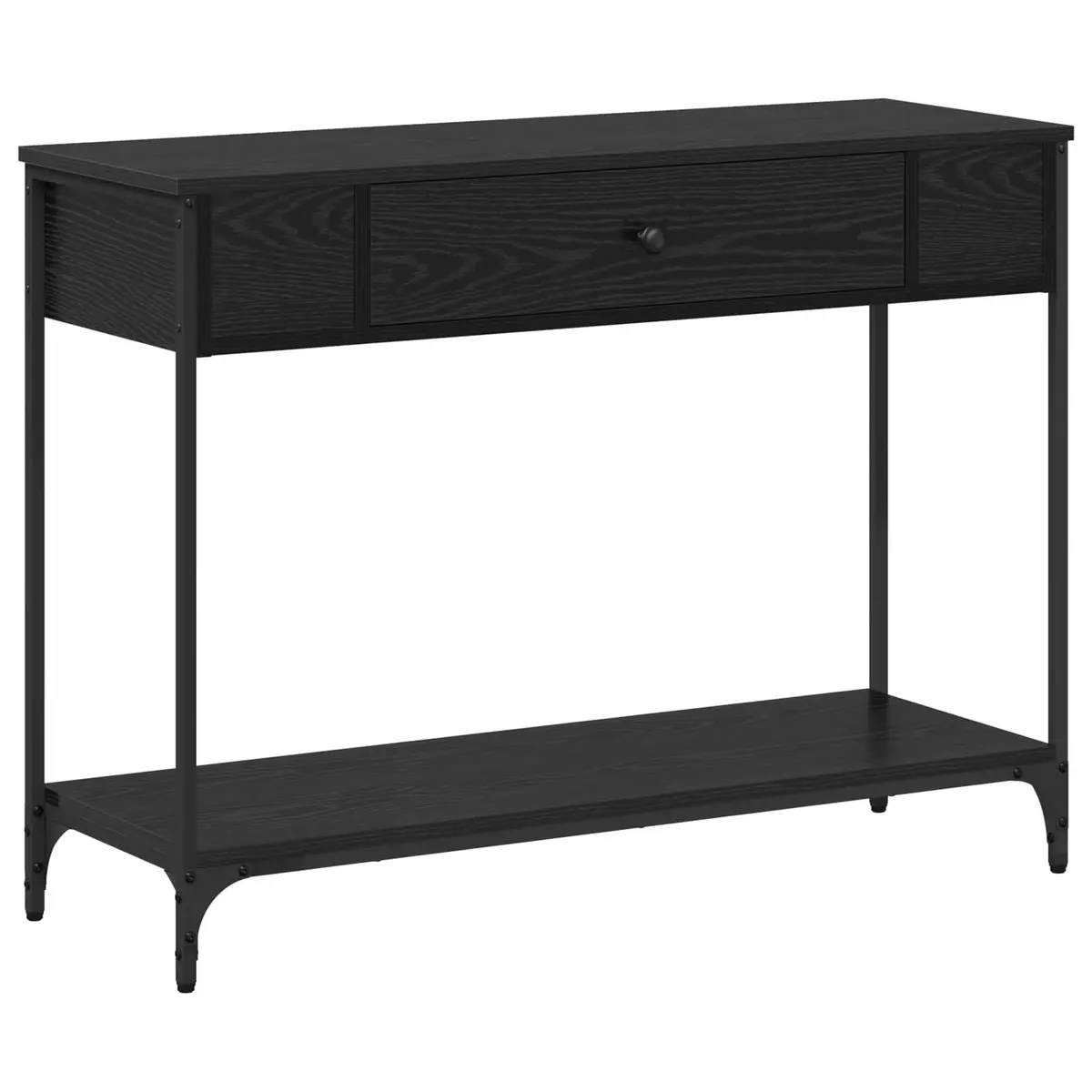 Console Table Rustic Black Oak Engineered Wood with Metal Accents 100 x 34.5 x 75 cm