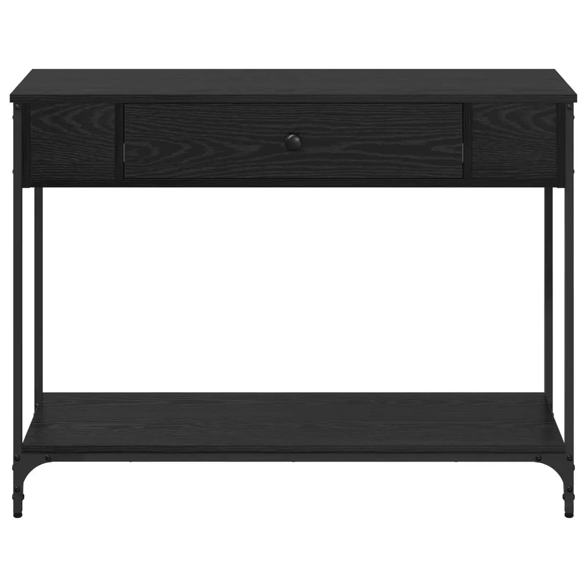 Console Table Rustic Black Oak Engineered Wood with Metal Accents 100 x 34.5 x 75 cm
