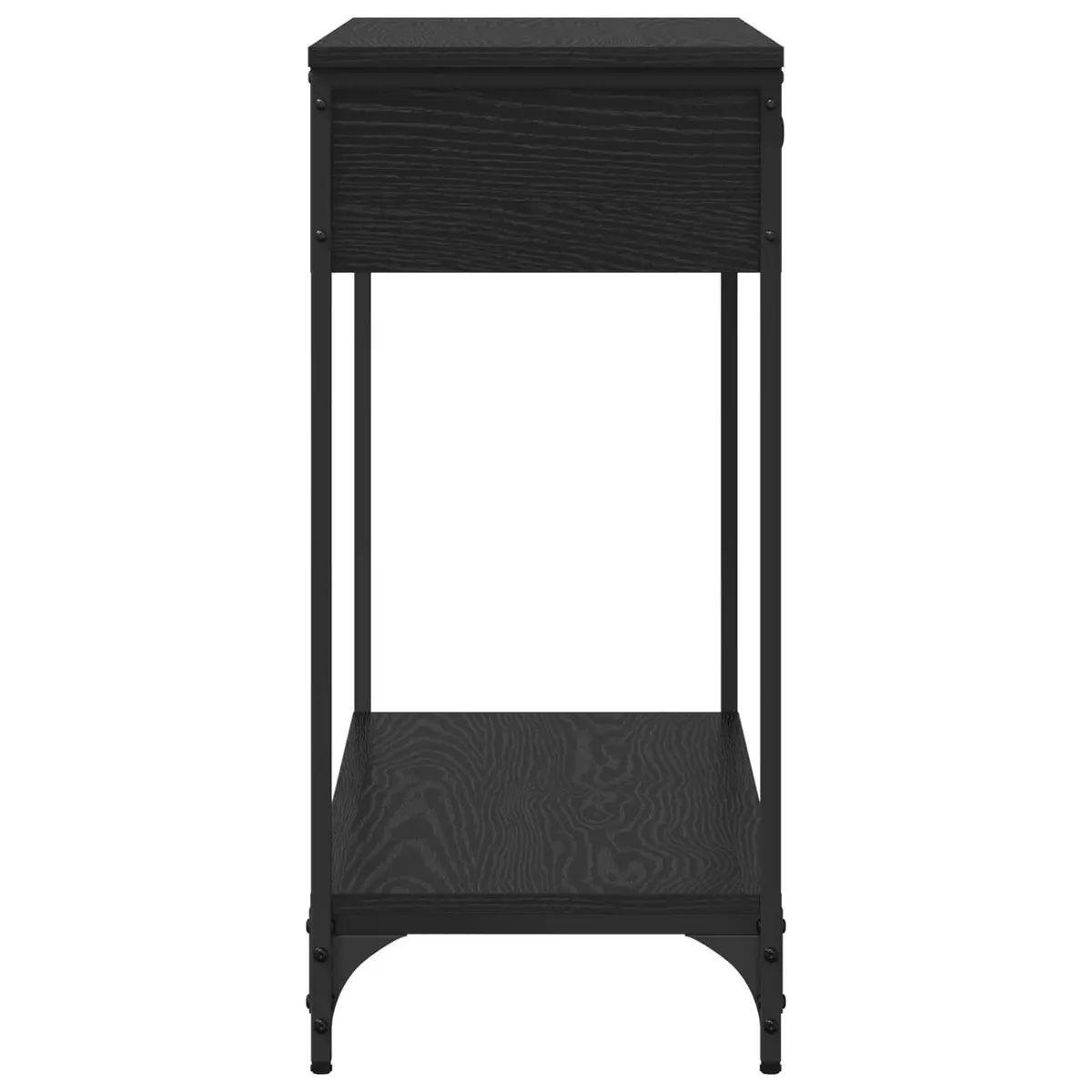 Console Table Rustic Black Oak Engineered Wood with Metal Accents 100 x 34.5 x 75 cm