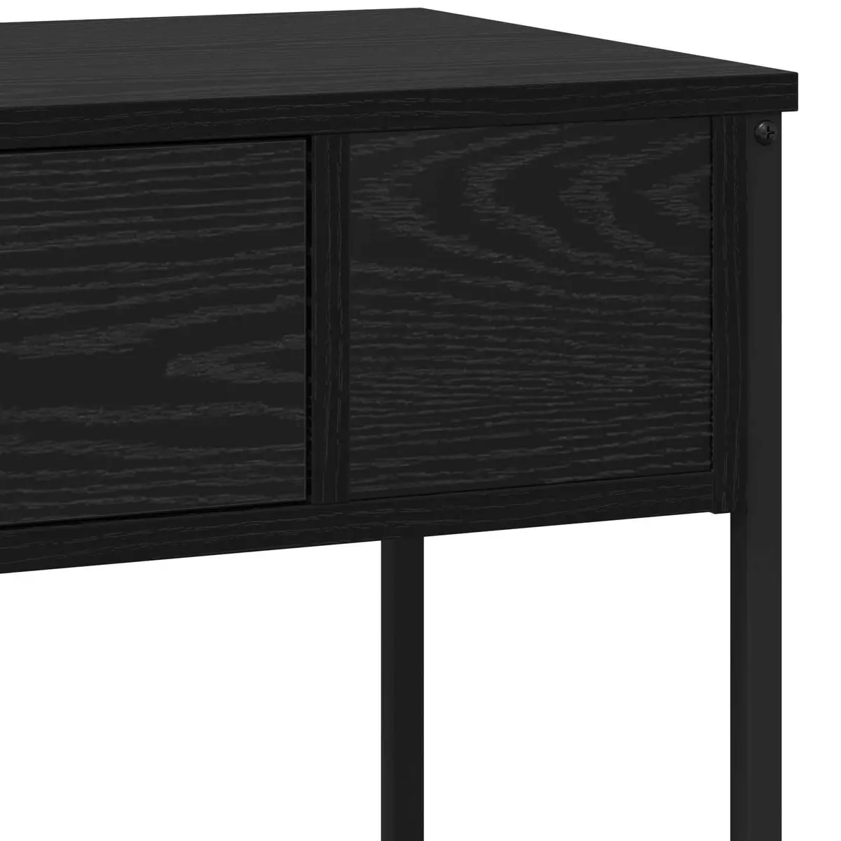 Console Table Rustic Black Oak Engineered Wood with Metal Accents 100 x 34.5 x 75 cm